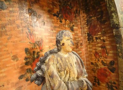 Retable bois peint sculpture Vierge Assomption de Conceicao oratoire XVIIIè