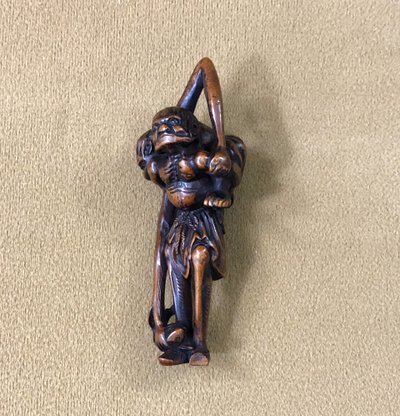JAPON ancien netsuke en buis figurant ASHINAGA TENAGA
