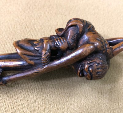 JAPON ancien netsuke en buis figurant ASHINAGA TENAGA