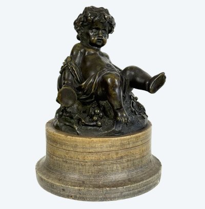 PUTTI EN BRONZE PATINÉ REPOSANT SUR UN SOCLES EN MARBRE EPOQUE 18 /19e