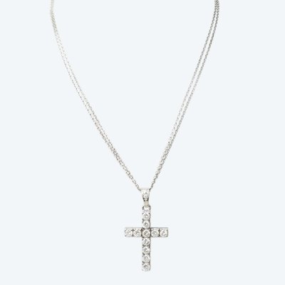 Collana Vintage Cross in oro bianco e diamanti