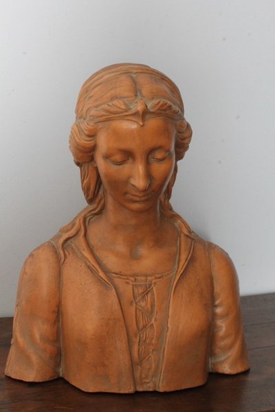 Antico busto terracotta  Liberty anni 1920 Toscana Nobildonna . h 52 