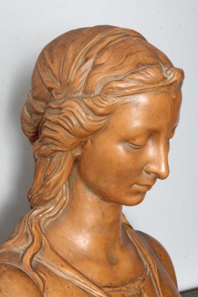 Antico busto terracotta  Liberty anni 1920 Toscana Nobildonna . h 52 