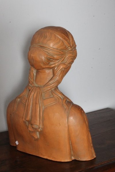 Antico busto terracotta  Liberty anni 1920 Toscana Nobildonna . h 52 