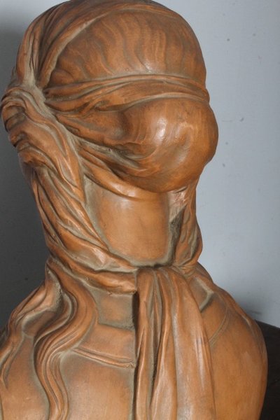 Antico busto terracotta  Liberty anni 1920 Toscana Nobildonna . h 52 