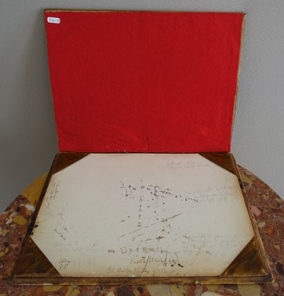 Schreibtischunterlage, Schreibpult aus lackiertem Blech im Geschmack von China - um 1900