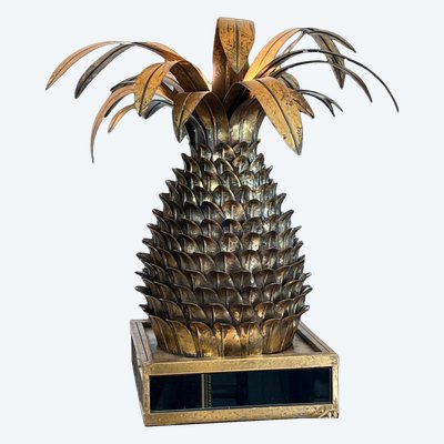 PINEAPPLE-SHAPED LAMP. IN THE "JANSEN 70'S" STYLE IN GILDED METAL