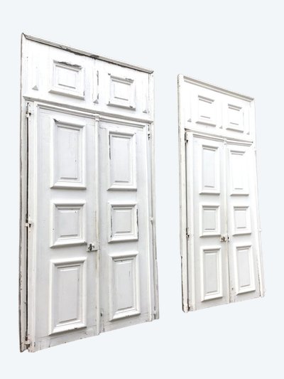 Paire De Portes D’intérieur En Chêne Peint, Fin 18ème.