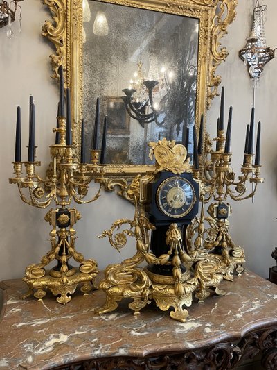 Napoleon III period gilt bronze fireplace surround