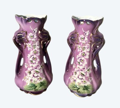 Pair of earthenware vases, Saint Amand Hamage, Early 20th century