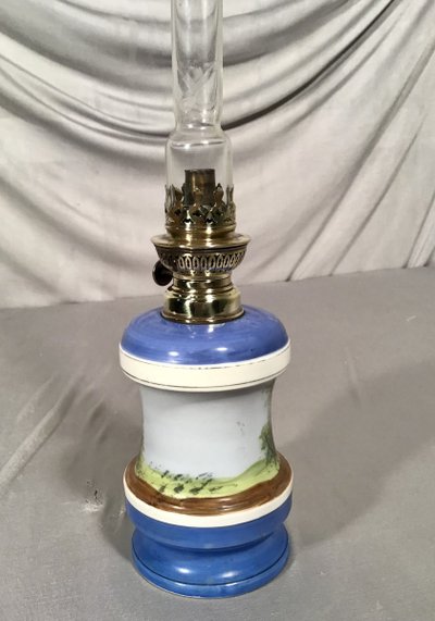 Lampada a olio in porcellana, periodo Napoleone III