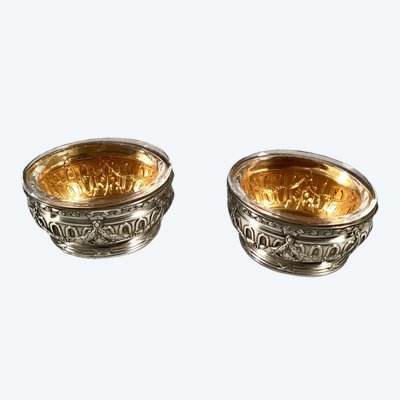 Pair Of Silver And Gilt Oval Salerons, 20th century