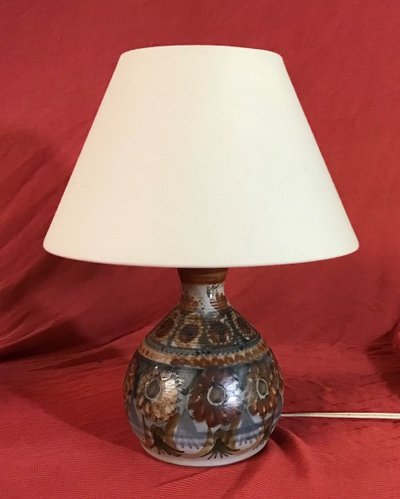 Pair De Lampes En Grès Signée " courjault " Années 70