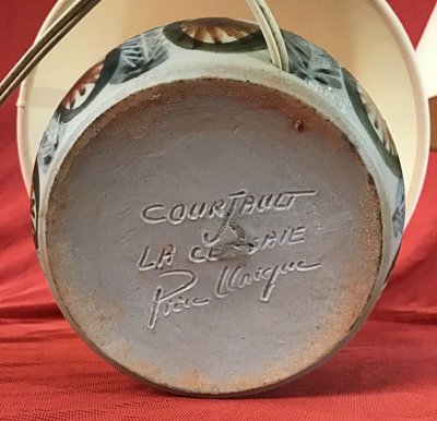 Pair De Lampes En Grès Signée " courjault " Années 70
