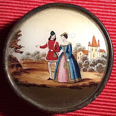 Boîte Ronde Couvercle Fixé Sous Verre 19th century