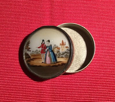 Boîte Ronde Couvercle Fixé Sous Verre 19th century