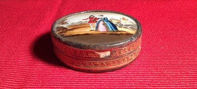 Boîte Ronde Couvercle Fixé Sous Verre 19th century