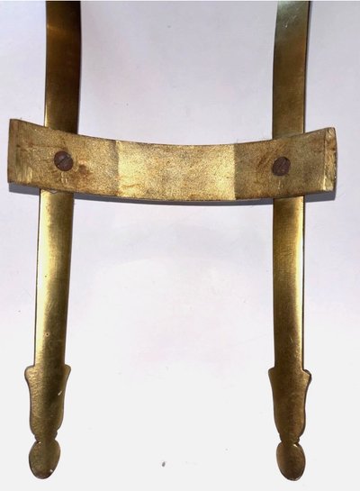 Louis XVI style floating half-moon console with marble top and chased brass structure