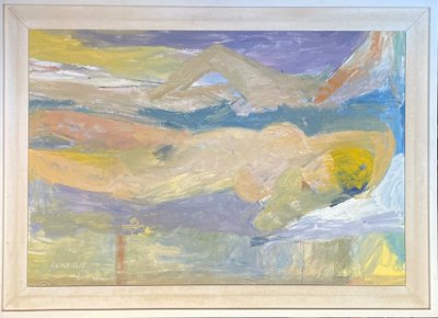 Huile sur toile représentant deux nus féminins signé  Alejandro AVAKIAN provenance Fondation Cherqui