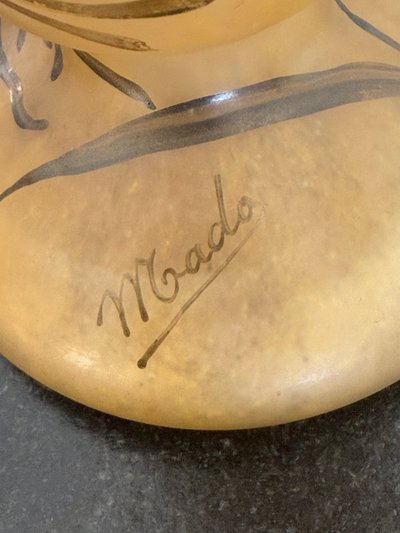 DAUM firmato Mado superbo vaso a balaustro floreale