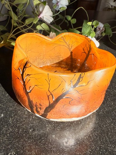 Legras: magnificent four-lobed bowl with snowy decor