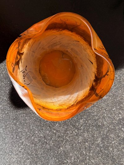 Legras: magnificent four-lobed bowl with snowy decor