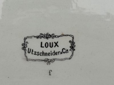 RARE SARREGUEMINES OBERNAI, CAKE DISH, with the mark LOUX-UTZSCHNEIDER et CIE
