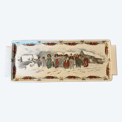 RARE SARREGUEMINES OBERNAI, CAKE DISH, with the mark LOUX-UTZSCHNEIDER et CIE