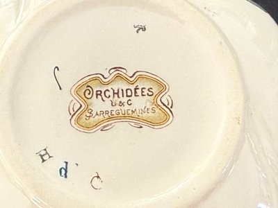 RARO e MAGNIFICO Sarreguemines decorato con orchidee, VERSEUSE 75 cl