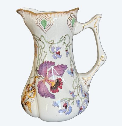 RARO e MAGNIFICO Sarreguemines decorato con orchidee, VERSEUSE 75 cl