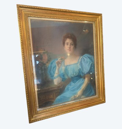PASTEL DU 19ème représentant une jeune dame