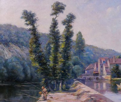 Auguste GAUDIBERT 1865-1908 Borgogna, Yonne, paesaggio, dipinto circa 1900 Impressionismo