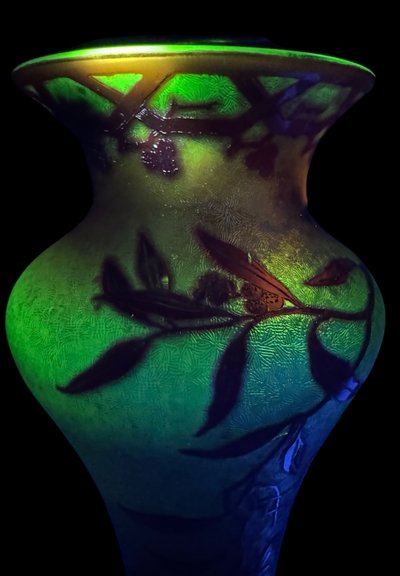 Baccarat - Art Nouveau crystal and ouraline vase decorated with summer mimosas.