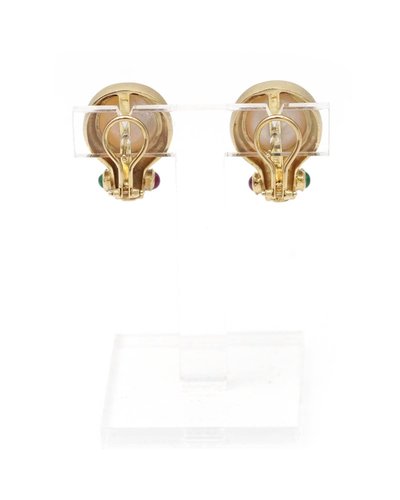 Orecchini di moda vintage in oro 14k, perla di design americana, rubino, crisoprasio, stile antico