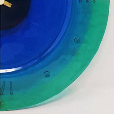 Orologio da parete anni '60 in vetro di Murano di "Cà Dei Vetrai". Prodotto in Italia