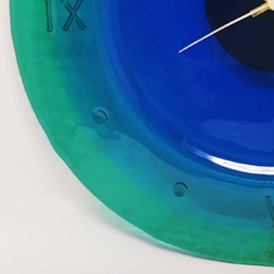 Orologio da parete anni '60 in vetro di Murano di "Cà Dei Vetrai". Prodotto in Italia