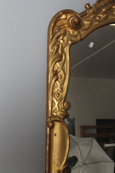 Paire de miroirs anciens Louis XVI 1750 en or pur. Dimensions 124 x 70 cm