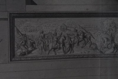 Antike Zeichnung aus dem frühen 19. Jahrhundert "Kaiserthron", prospektive Studie für ein großes Quadrat. Maßnahme 105 x 74