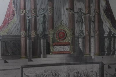 Antike Zeichnung aus dem frühen 19. Jahrhundert "Kaiserthron", prospektive Studie für ein großes Quadrat. Maßnahme 105 x 74
