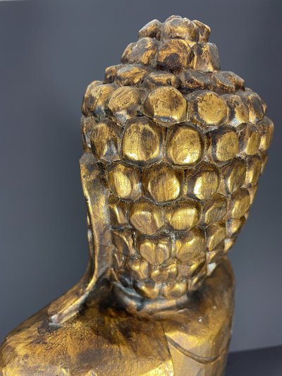 Burma, 1950s/1960s, Mandalay Buddha in carved and lacquered wood.