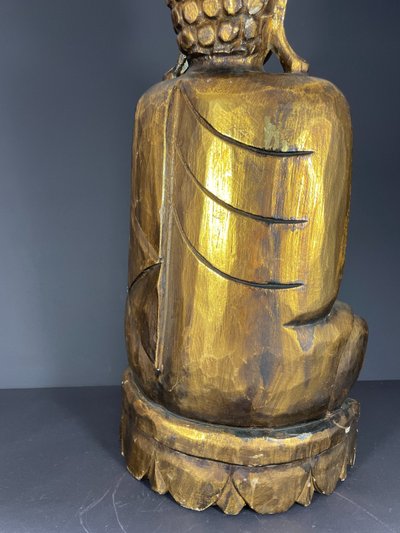 Burma, 1950s/1960s, Mandalay Buddha in carved and lacquered wood.