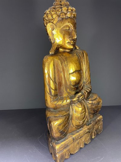 Burma, 1950s/1960s, Mandalay Buddha in carved and lacquered wood.