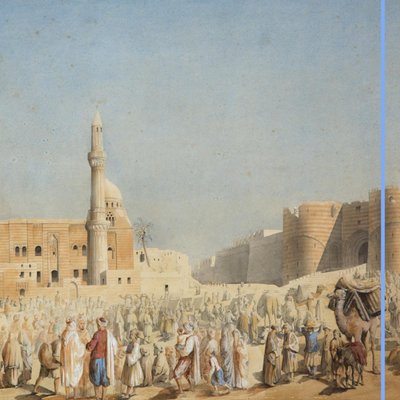 Pair of engravings enhanced with watercolor, Toudouze, 19th century
