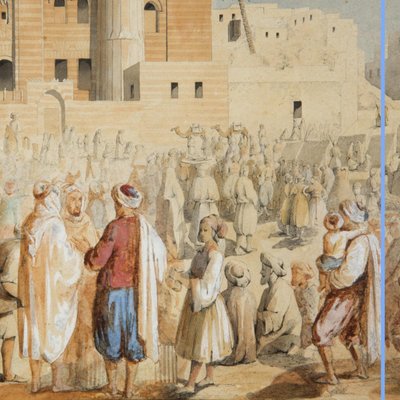 Pair of engravings enhanced with watercolor, Toudouze, 19th century