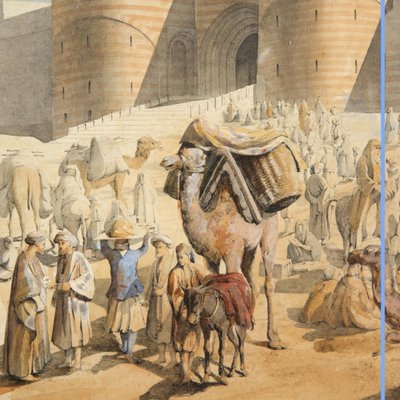 Pair of engravings enhanced with watercolor, Toudouze, 19th century