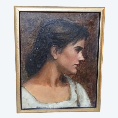 Altes Ölgemälde Porträt junge Frau 19. Jahrhundert