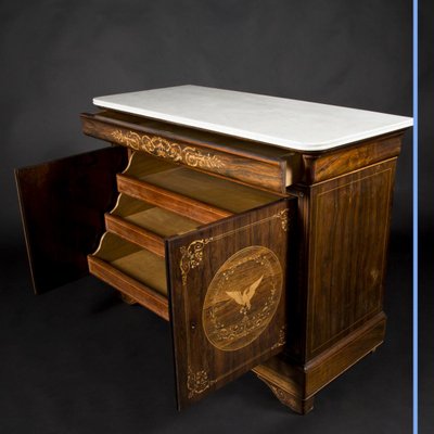 Camera da letto in stile Carlo X con intarsi in legno pregiato, XIX secolo