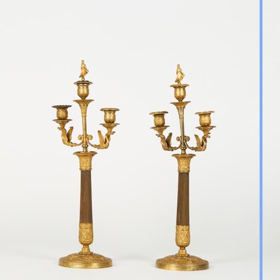 Pair of Empire style candlesticks, 19th century