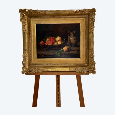 Natura morta con pesche e brocca, Eugène Claude, fine XIX secolo