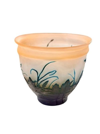 Vaso Emile Gallé Art Nouveau "Aux Nénuphars Et Sagittaires